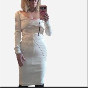 Women's Sz Small House Of CB Vintage Bandage Dress Shoulder Cutouts Long Sleeve